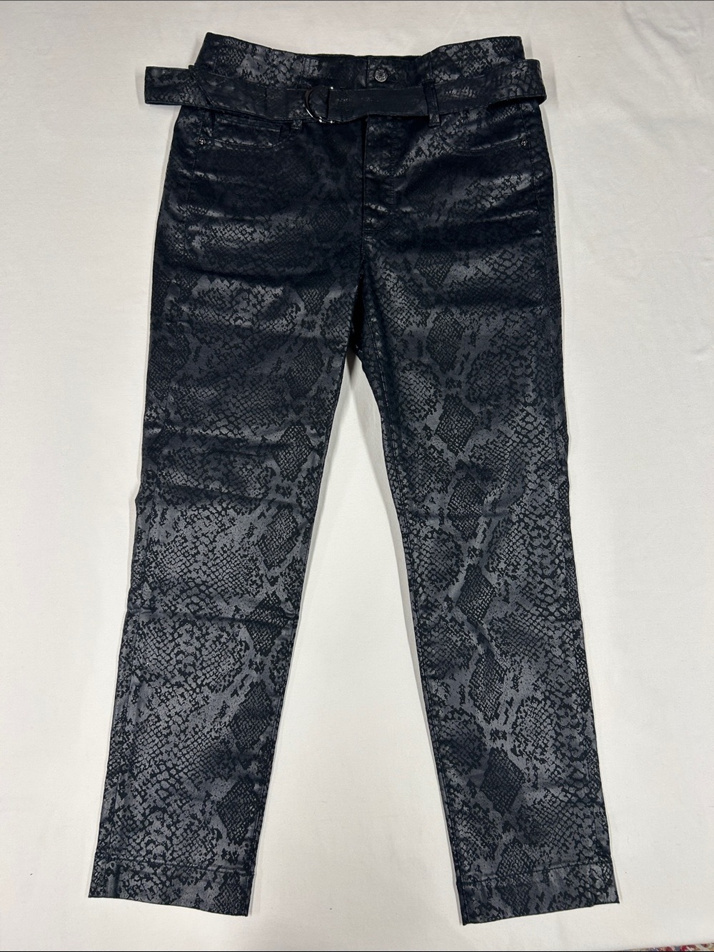 NWT White House Black Market Snake Coated Slim Ankle Jeans Size 8R Belted